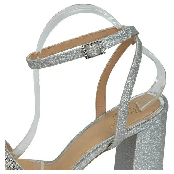 Jewel Badgley Mischka Rochel Silver Glitter Rhinestone Womens Pumps Size 11M - Picture 7 of 12